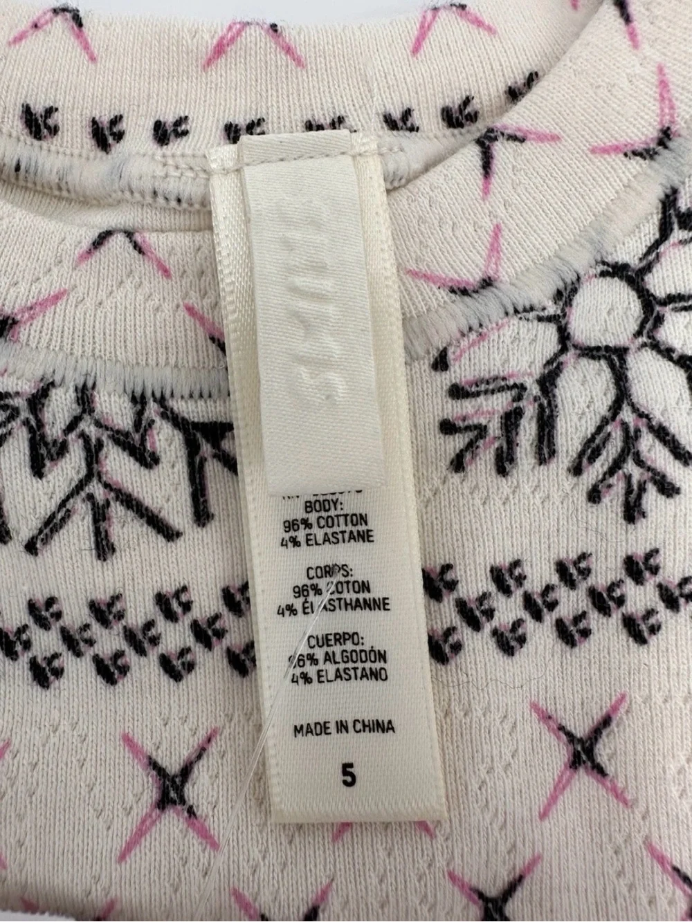 Skims,Cream Snowflake Pajamas, girls size 5